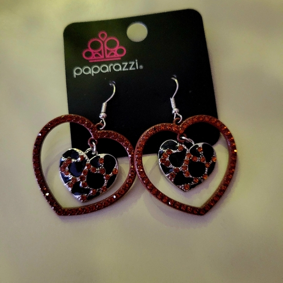 Paparazzi Brown and Silver Heart Earrings - Picture 2 of 2